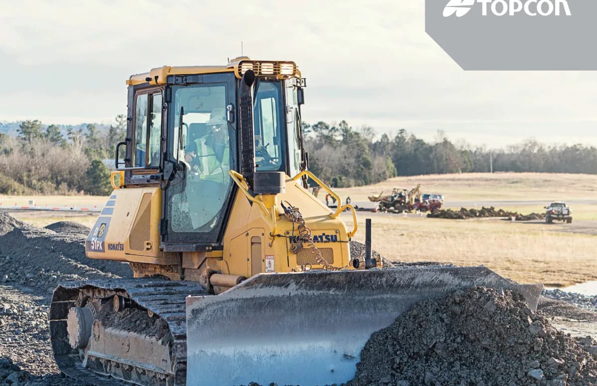 Komatsu D51PXi dozer with 3D machine control grading a site