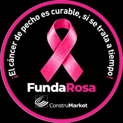 Sello de la campaña: «¡El cáncer de pecho es curable, si se trata a tiempo!» — FundaRosa y ConstruMarket