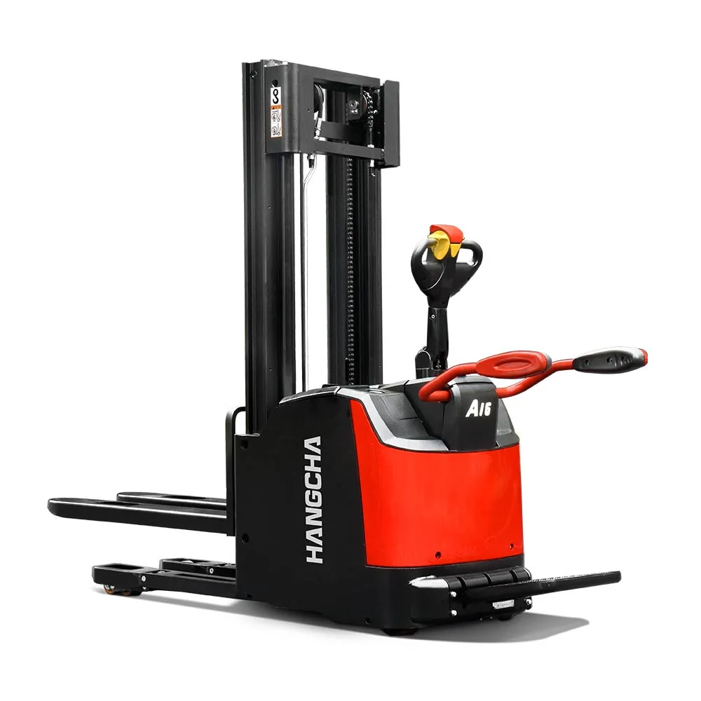 Apilador serie A de rango alto con elevación inicial de operador de pie 1.2–1.6 t (eléctrico)
