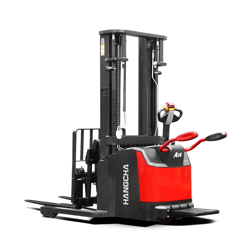 Apilador serie A de rango alto con horquilla retráctil de operador de pie 1.2–1.6 t (eléctrico)