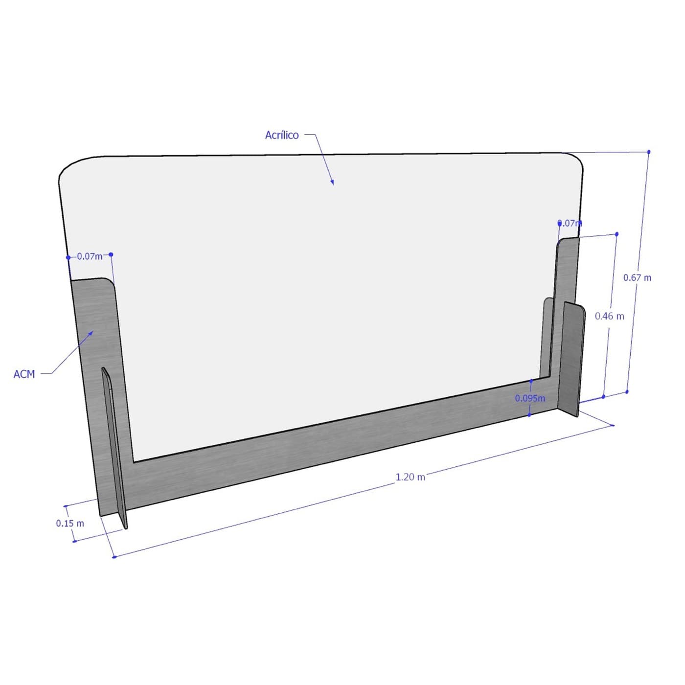 Barrera Protectora de 120 Cm para Mesas