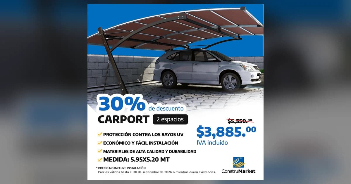 Carport de 2 espacios con 30 % de descuento