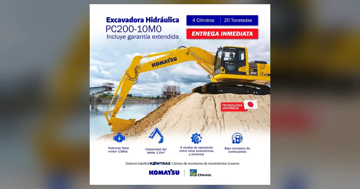 Excavadora Komatsu PC200-10M0 con garantía extendida