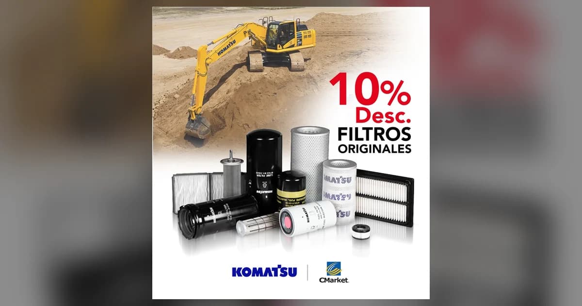 Filtros originales Komatsu — 10% de descuento
