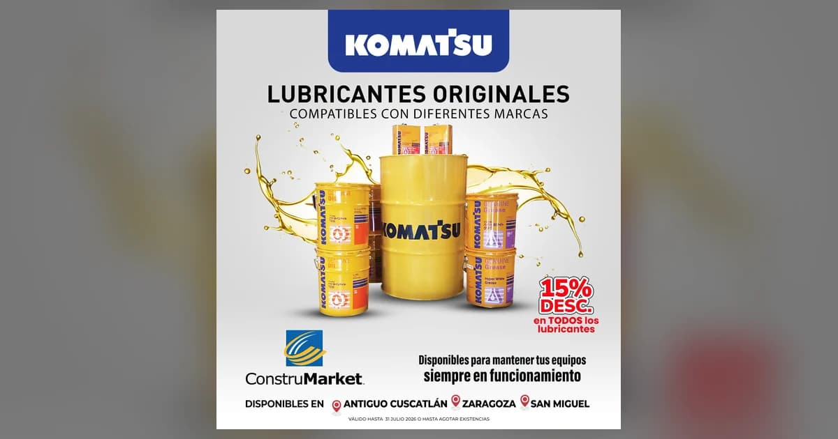 Genuine Komatsu lubricants — 15% off