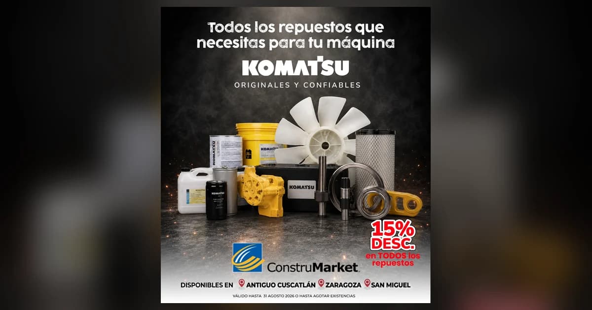 Repuestos originales Komatsu — 15% de descuento