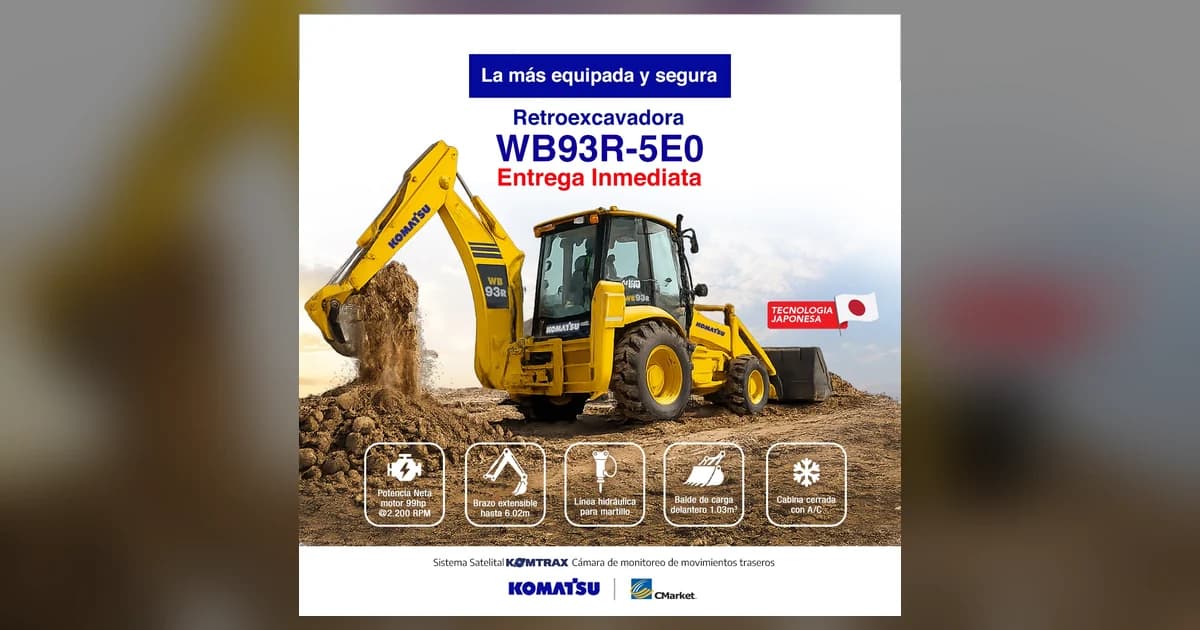 Retroexcavadora Komatsu WB93R-5E0 — entrega inmediata