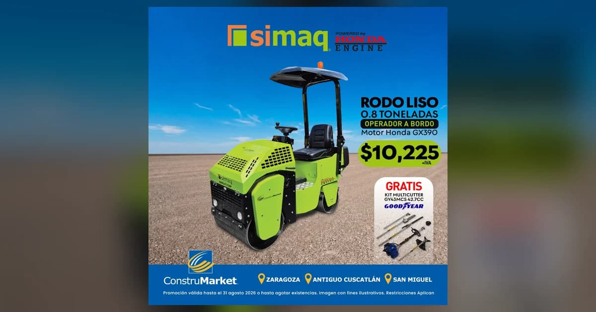 Rodo liso SIMAQ de 0.8 toneladas con operador a bordo