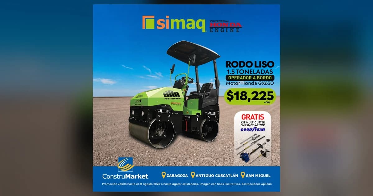 Rodo liso SIMAQ de 1.5 toneladas con operador a bordo