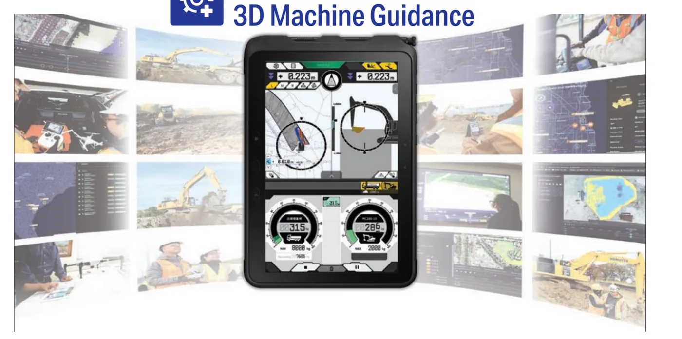 Komatsu 3D guidance screen with the payload meter