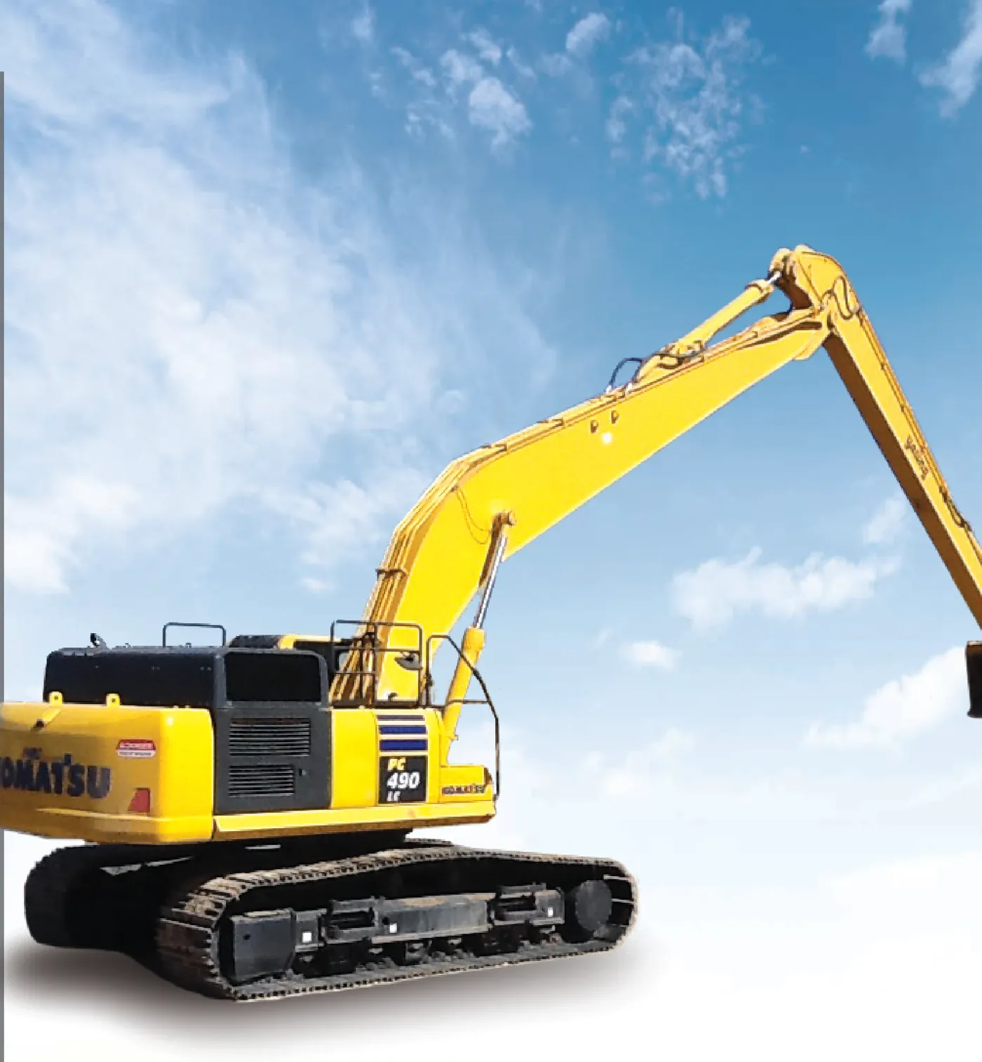 Komatsu PC490LC-10 con arreglo Super Long Front de fábrica, vista completa de la máquina